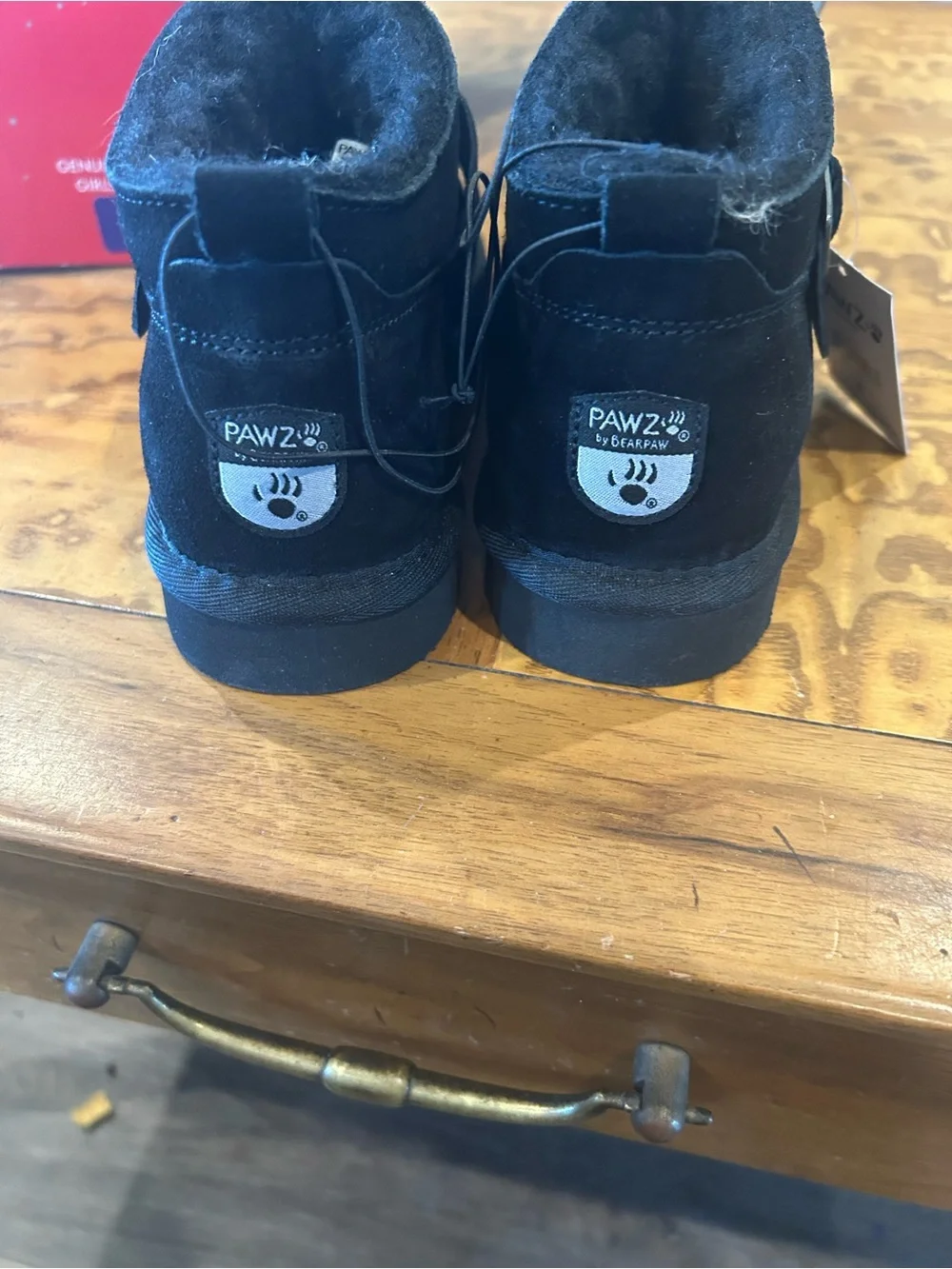 PAWZ Kids Black Cozy Suede Ankle Boots